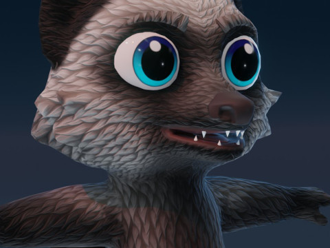 Cartoon Silver Fox Animated Model 3D