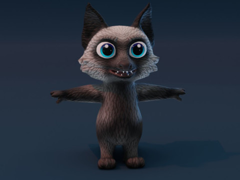 Cartoon Silver Fox Animated Model 3D