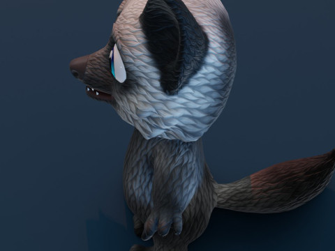 Cartoon Silver Fox Animated Model 3D