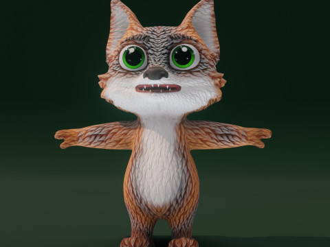 Cartoon Grey Fox Animated 3Dモデル