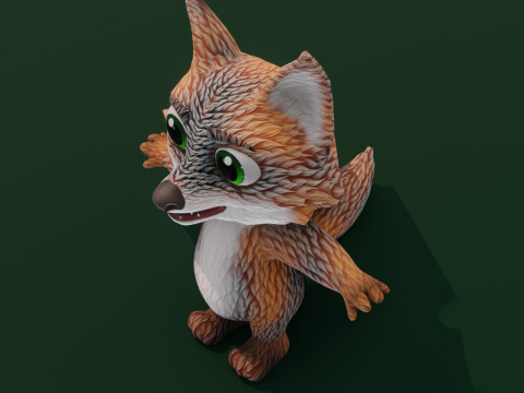 Cartoon Grey Fox Animated 3Dモデル