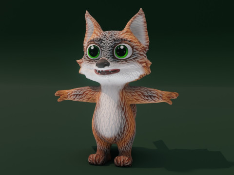 Cartoon Grey Fox Animated 3Dモデル