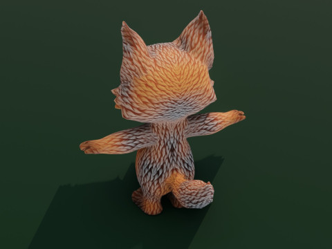 Cartoon Grey Fox Animated 3Dモデル
