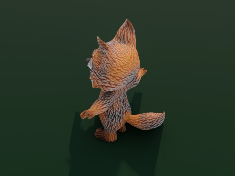 Cartoon Grey Fox Animated 3Dモデル
