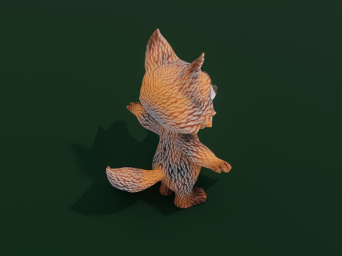 Cartoon Grey Fox Animated 3Dモデル