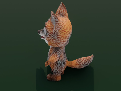 Cartoon Grey Fox Animated 3Dモデル