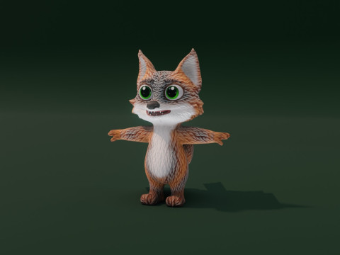 Cartoon Grey Fox Animated 3Dモデル