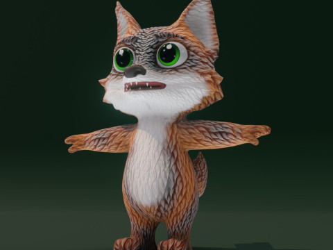 Cartoon Grey Fox Animated 3Dモデル