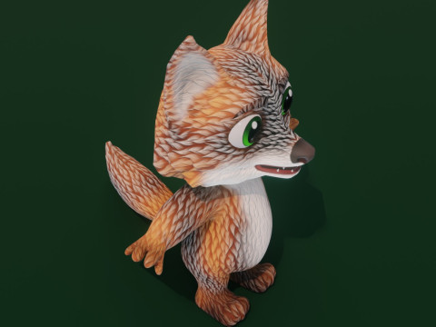 Cartoon Grey Fox Animated 3Dモデル