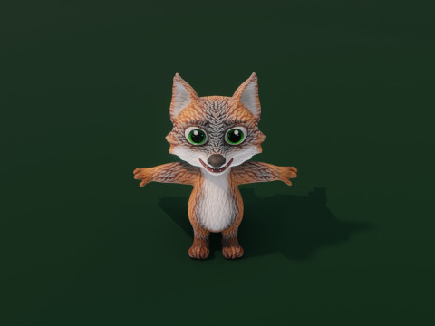 Cartoon Grey Fox Animated 3Dモデル