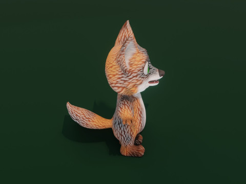 Cartoon Grey Fox Animated 3Dモデル