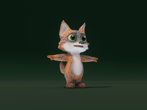 Cartoon Grey Fox Animated 3Dモデル