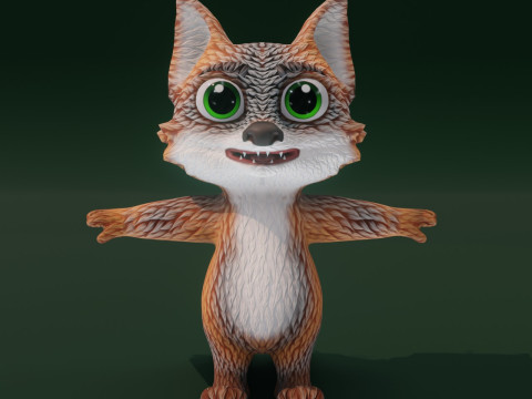 Cartoon Grey Fox Animated 3Dモデル