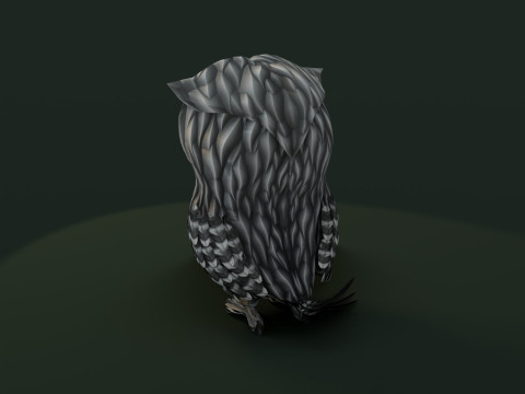 Cartoon Grey Owl Animated Modèle 3D
