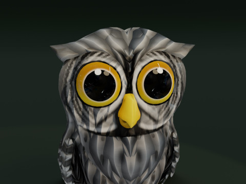Cartoon Grey Owl Animated Modèle 3D