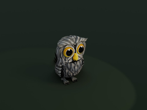 Cartoon Grey Owl Animated Modèle 3D