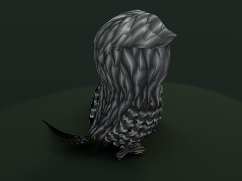 Cartoon Grey Owl Animated Modèle 3D