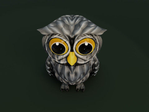 Cartoon Grey Owl Animated Modèle 3D