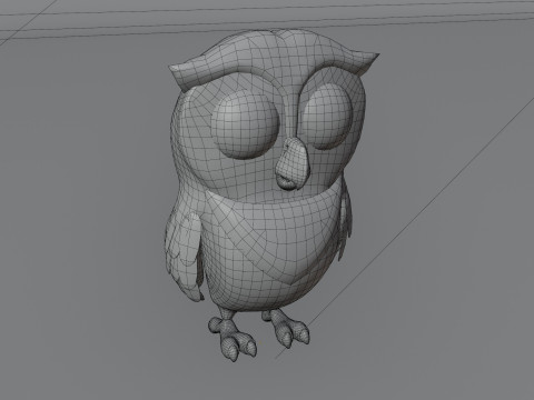 Cartoon Grey Owl Animated Modèle 3D