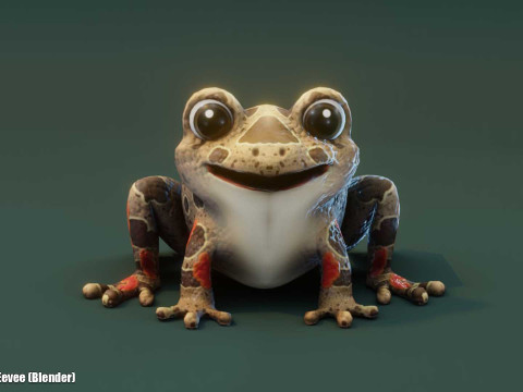 Cartoon Red-legged Frog Animated Modello 3D