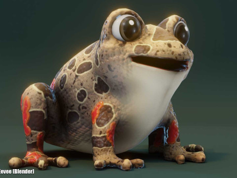Cartoon Red-legged Frog Animated Modello 3D