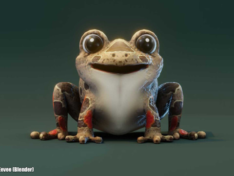 Cartoon Red-legged Frog Animated Modello 3D