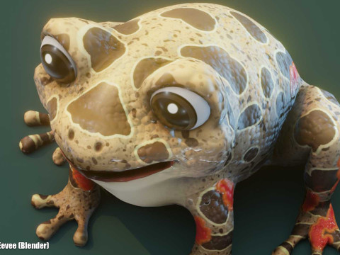 Cartoon Red-legged Frog Animated Modello 3D