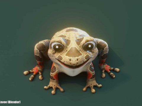 Cartoon Red-legged Frog Animated Modello 3D