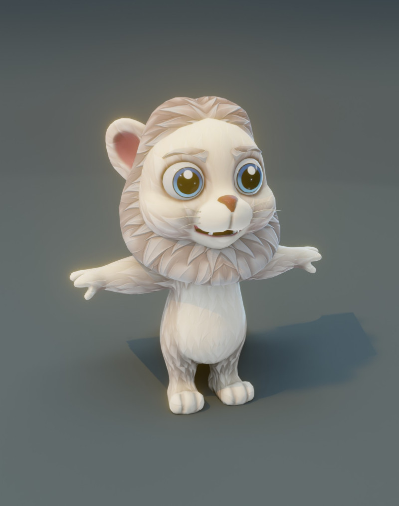 Cartoon White Lion Animated Model 3D .c4d .max .obj .3ds .fbx .stl .blend 