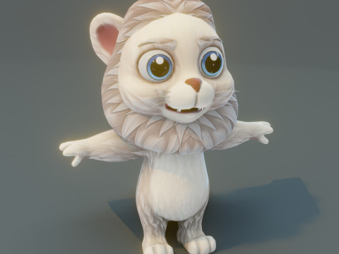 Cartoon White Lion Animated 3D Модель