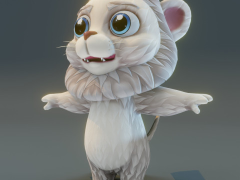 Cartoon White Lion Animated Model 3D