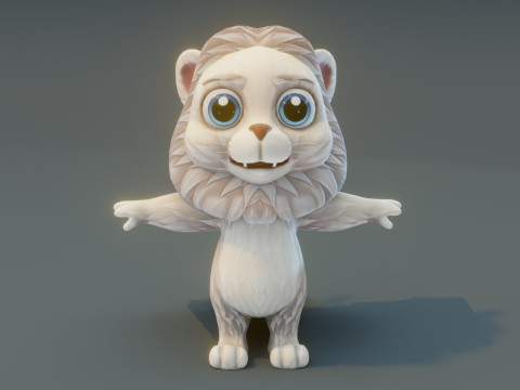 Cartoon White Lion Animated Model 3D