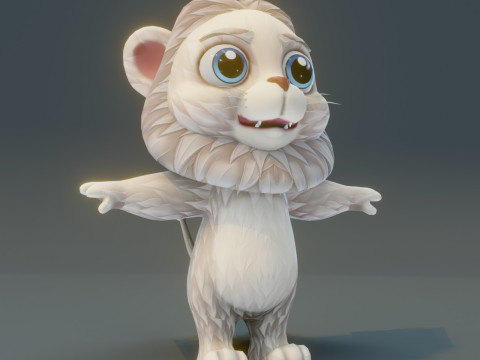 Cartoon White Lion Animated Model 3D