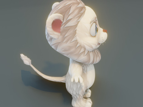 Cartoon White Lion Animated Model 3D