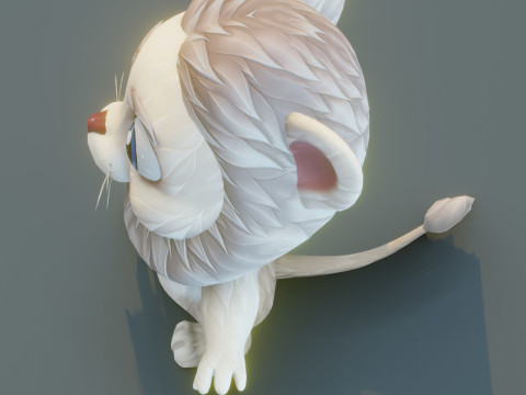 Cartoon White Lion Animated Model 3D