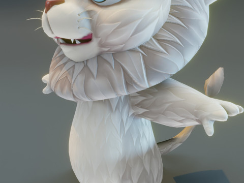 Cartoon White Lion Animated Model 3D