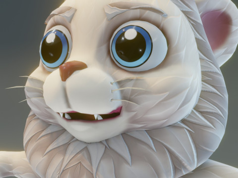 Cartoon White Lion Animated Model 3D