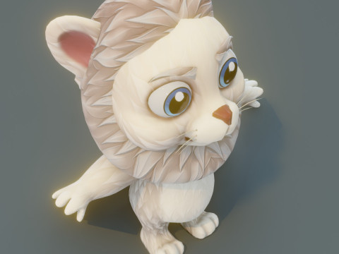 Cartoon White Lion Animated Model 3D