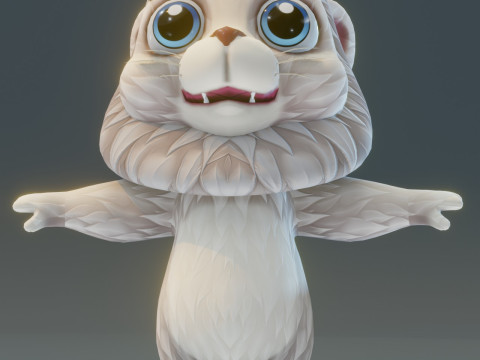 Cartoon White Lion Animated Model 3D