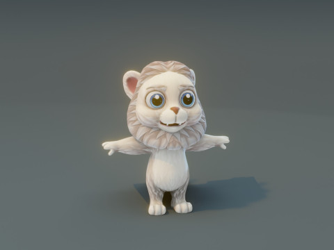 Cartoon White Lion Animated Model 3D