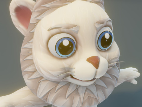 Cartoon White Lion Animated Model 3D