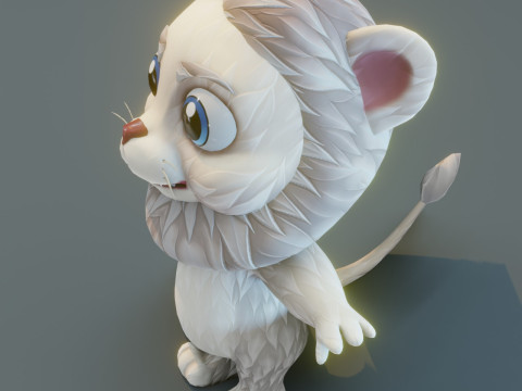 Cartoon White Lion Animated Model 3D