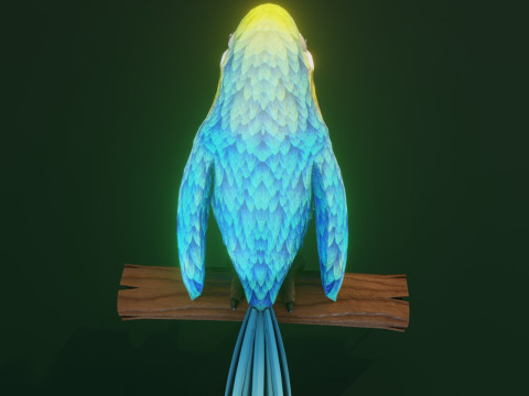 Cartoon Ara Parrot Yellow-Blue Animated Model 3D