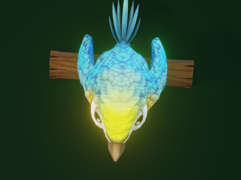 Cartoon Ara Parrot Yellow-Blue Animated Model 3D