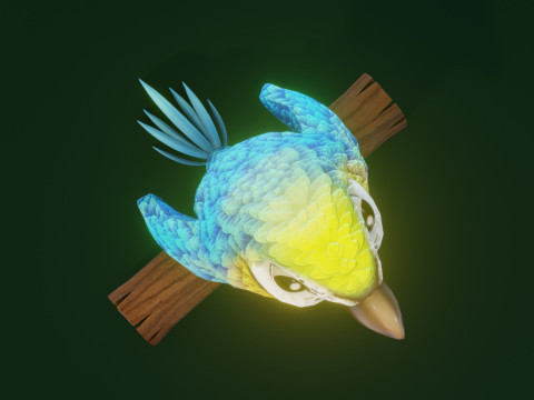 Cartoon Ara Parrot Yellow-Blue Animated Model 3D