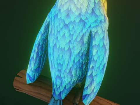 Cartoon Ara Parrot Yellow-Blue Animated Model 3D