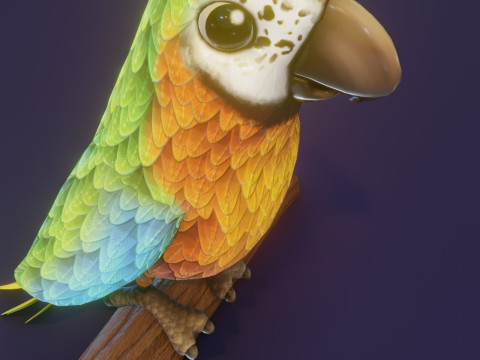 Cartoon Ara Parrot Blue-Yellow-Green Animated Model 3D
