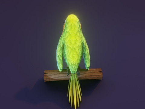 Cartoon Ara Parrot Blue-Yellow-Green Animated Model 3D