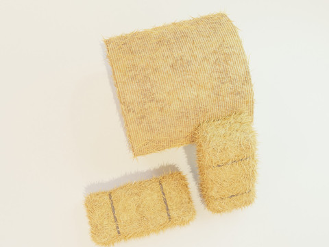 Hay Bale Square and Round 3D Model