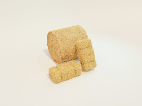 Hay Bale Square and Round 3D Model